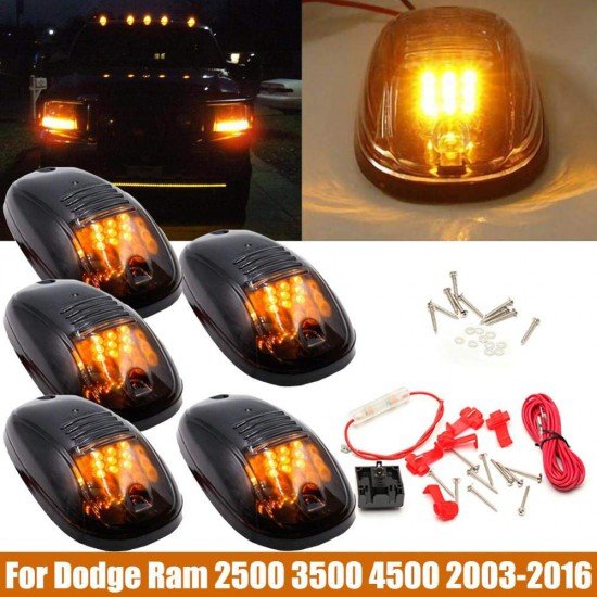 AUTO SNAP 5pcs Car Cab Roof Marker Lights For Truck SUV DC 12V 9-LED Black Smoked Lens Clearance Marker LED Roof Lamps Doom Lights