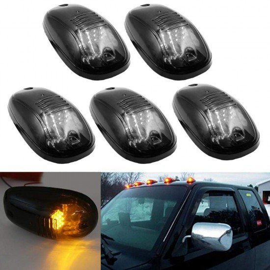 AUTO SNAP 5pcs Car Cab Roof Marker Lights For Truck SUV DC 12V 9-LED Black Smoked Lens Clearance Marker LED Roof Lamps Doom Lights